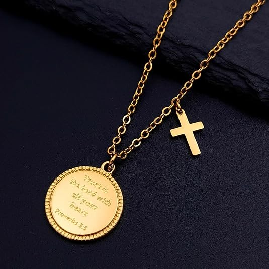 14K Gold Plated Engraved Necklace Proverbs 3:5